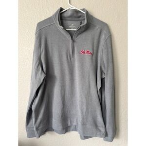 Antigua Ole Miss Rebels Quarter Zip Pullover Grey Mens XL NWT